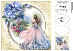 English Country Garden Beauty - Blue 8x8