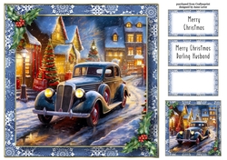 Vintage Car Christmas 3 (No Bow) 8x8