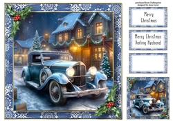 Vintage Car Christmas 1 (No Bow) 8x8