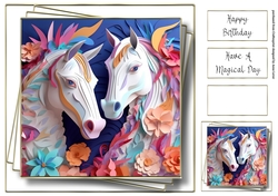3D Faux Paper Art - Horses