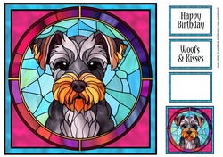 Stained Glass Dog Portrait - Schnauzer
