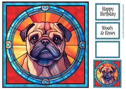 Stained Glass Dog Portrait - Pug