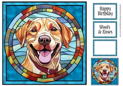 Stained Glass Dog Portrait - Golden Retriever