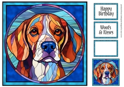 Stained Glass Dog Portrait - Beagle