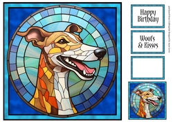 Stained Glass Dog Portrait - Greyhound