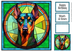 Stained Glass Dog Portrait - Doberman
