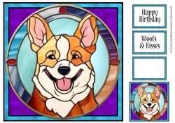Stained Glass Dog Portrait - Corgi
