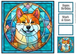 Stained Glass Dog Portrait - Akita