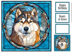 Stained Glass Dog Portrait - Alaskan Malamute