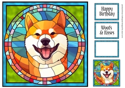 Stained Glass Dog Portrait - Shiba Inu