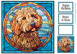 Stained Glass Dog Portrait - Labradoodle