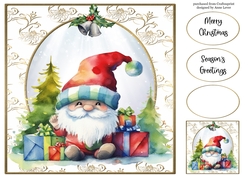 Christmas Gnome & Presents 3 8x8