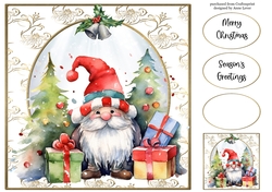 Christmas Gnome & Presents 1 8x8