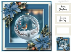 Bird In Snowy Christmas Bauble 1 8x8