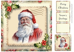 Vintage Christmas Stamp - Father Christmas 8x8