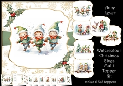 Watercolour Christmas Elves Multi Topper Kit