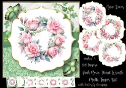 Pink Roses Floral Wreath Multi Topper Kit