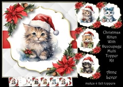 Christmas Kitten With Decoupage Multi Topper Kit