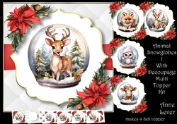 Animal Snowglobes 1 With Decoupage Multi Topper Kit