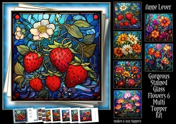Gorgeous Stained Glass Flowers 6 Multi Topper Kit
