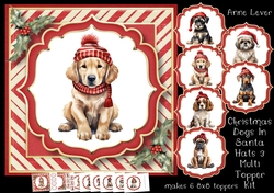 Christmas Dogs In Santa Hats 3 Multi Topper Kit