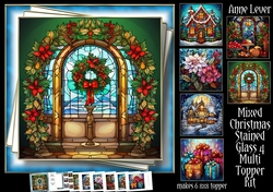 Mixed Christmas Stained Glass 4 Multi Topper Kit