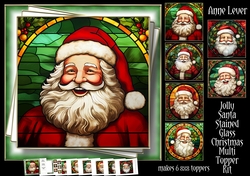 Jolly Santa Stained Glass Christmas Multi Topper Kit