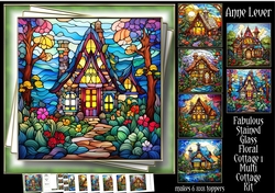 Fabulous Stained Glass Floral Cottage 1 Multi Topper Kit