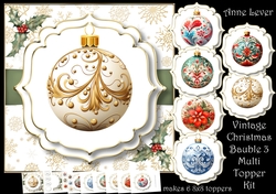 Vintage Christmas Bauble 3 Multi Topper Kit