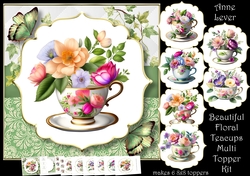 Beautiful Floral Teacups Multi Topper Kit