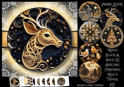 Mixed Black & Gold 3D Quilling Christmas Multi Topper Kit