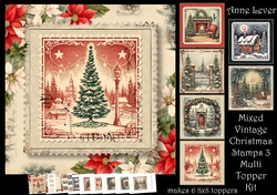 Mixed Vintage Christmas Stamps 3 Multi Topper Kit