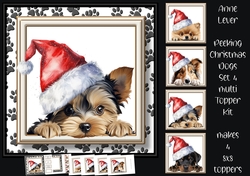 Peeking Christmas Dog Set 4 Multi Topper Kit