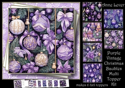 Purple Vintage Christmas Baubles Multi Topper Kit