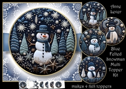 Blue Felted Snowman Multi Topper Kit