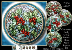Christmas Holly Circle Stained Glass Multi Topper Kit