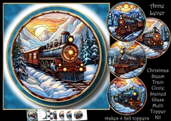 Christmas Steam Train Circle Stained Glass Multi Topper Kit