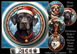 cup1251338_1763 - Christmas Dogs 4 Circle Stained Glass Multi Topper Kit