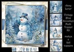 Vintage Blue Snowman Multi Topper Kit