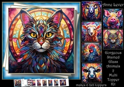 Gorgeous Stained Glass Animals 2 Multi Topper Kit