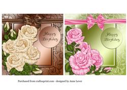 2 Roses and Lace Birthday Toppers