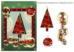 Steampunk Christmas Red, Gold and Green