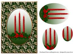 Red & Gold Christmas Candles Oval Stacker