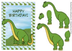 Green Dinosaur with Decoupage