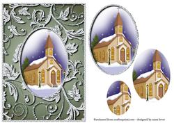 Snowy Christmas Church & Bling Frame