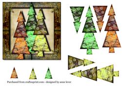 Square Steampunk Christmas Trees + Decoupage