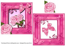 Pink Rose & Bow Frame Topper