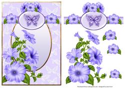 Blue Petunias and Butterfly
