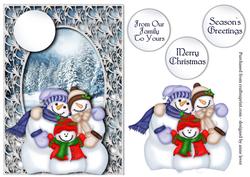 Snowman Family & Framed Snowy Scene