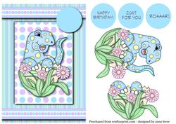 Cute Baby Dinosaur Blue & Purple